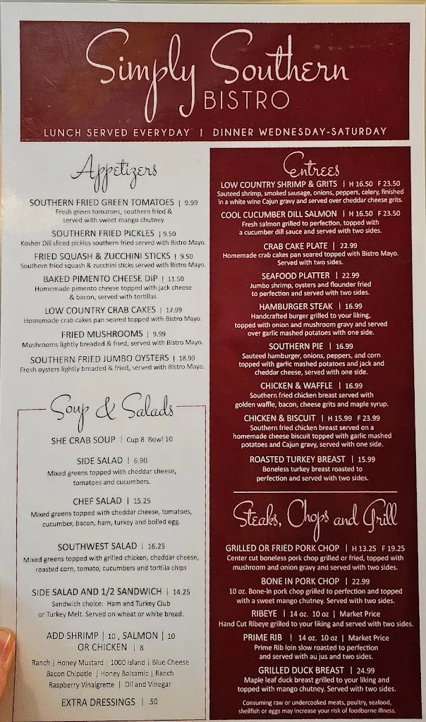 Menu_Simply Southern Bistro_Sumter, SC_image_old_1