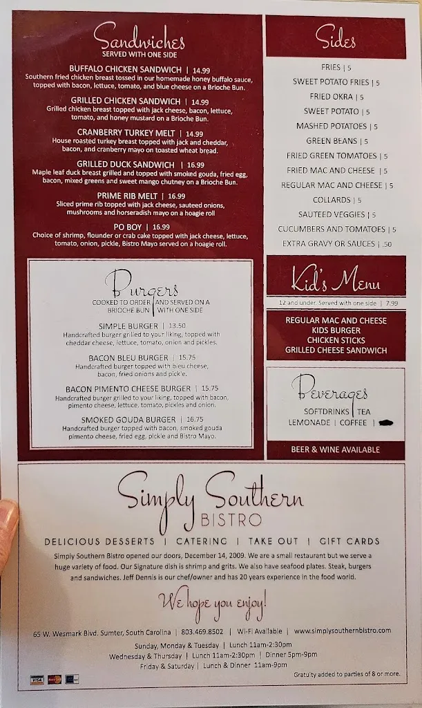 Menu_Simply Southern Bistro_Sumter, SC_image_old_2
