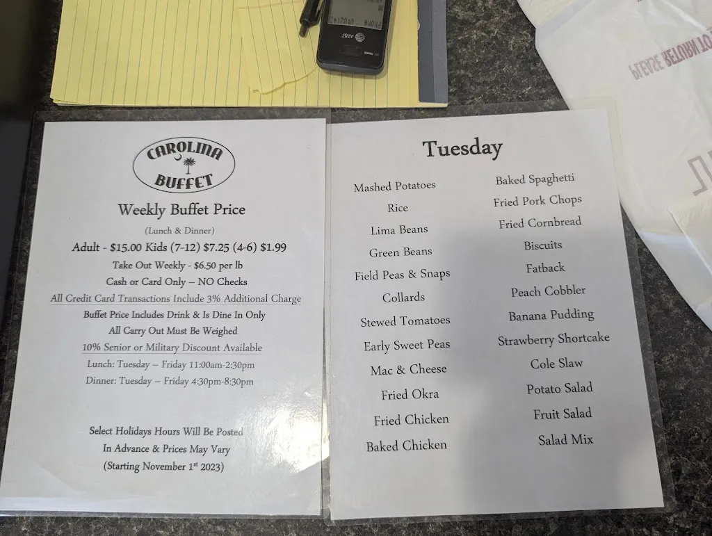 Menu_Carolina Buffet_West Columbia, SC_image_old_2