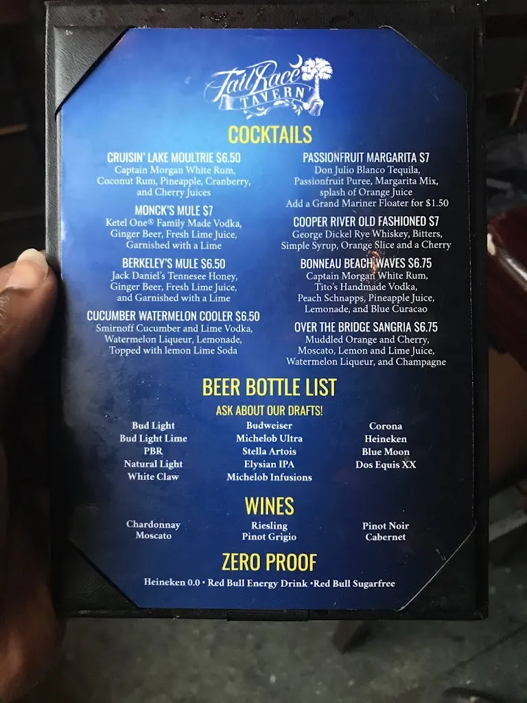 Menu_Tail Race Tavern_Moncks Corner, SC_image_old_1