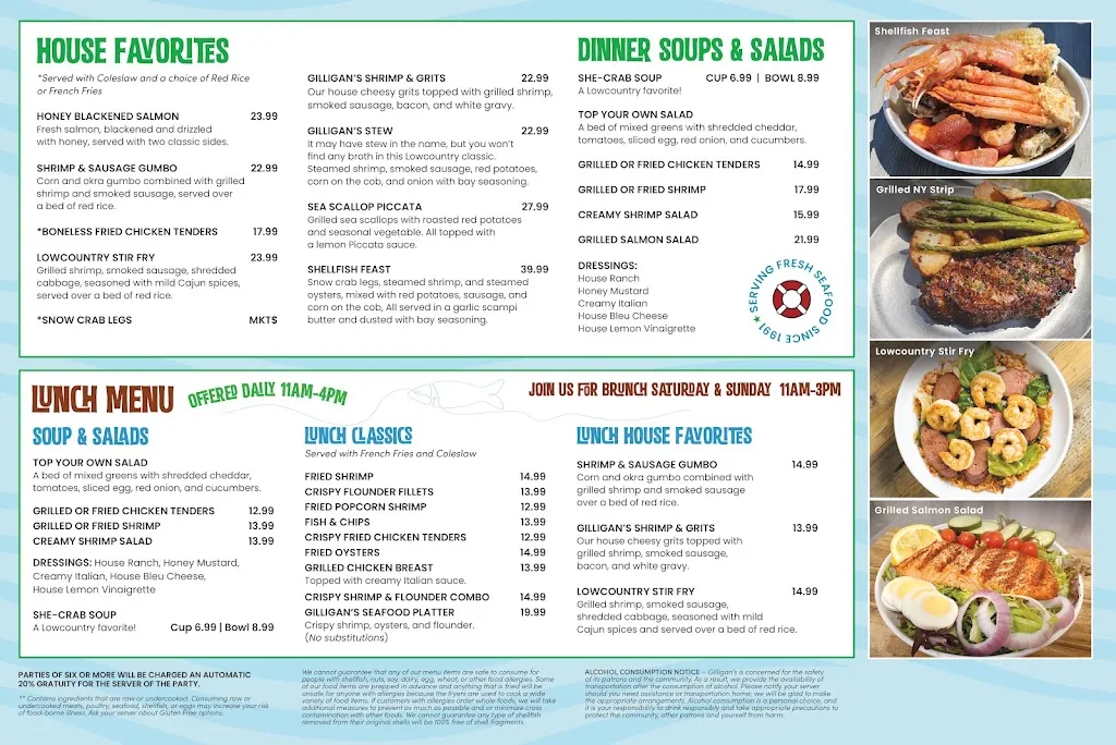 Menu_Gilligan's Seafood Restaurant- At the Dock_Moncks Corner, SC_image_old_3