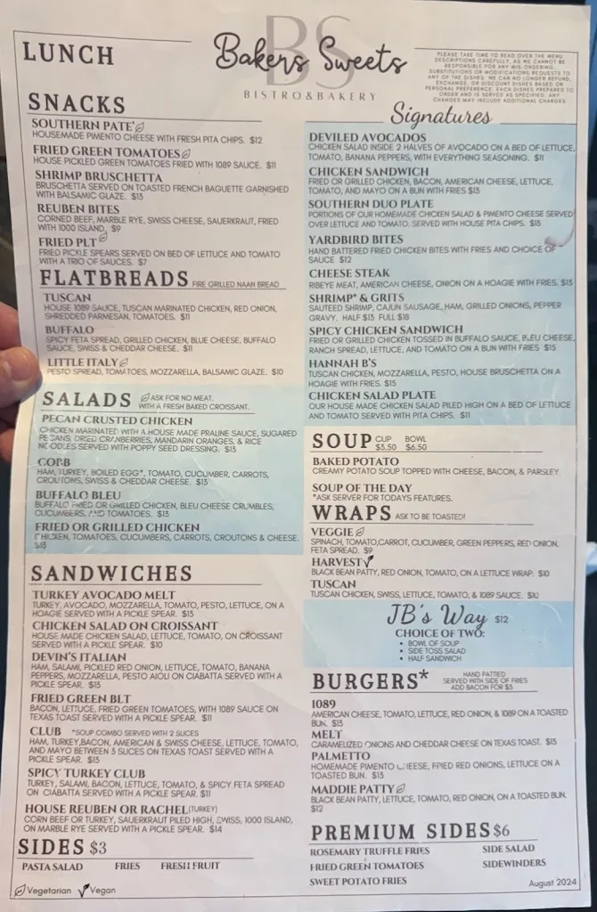 Menu_Baker's Sweets Bistro & Bakery_Sumter, SC_image_old_1