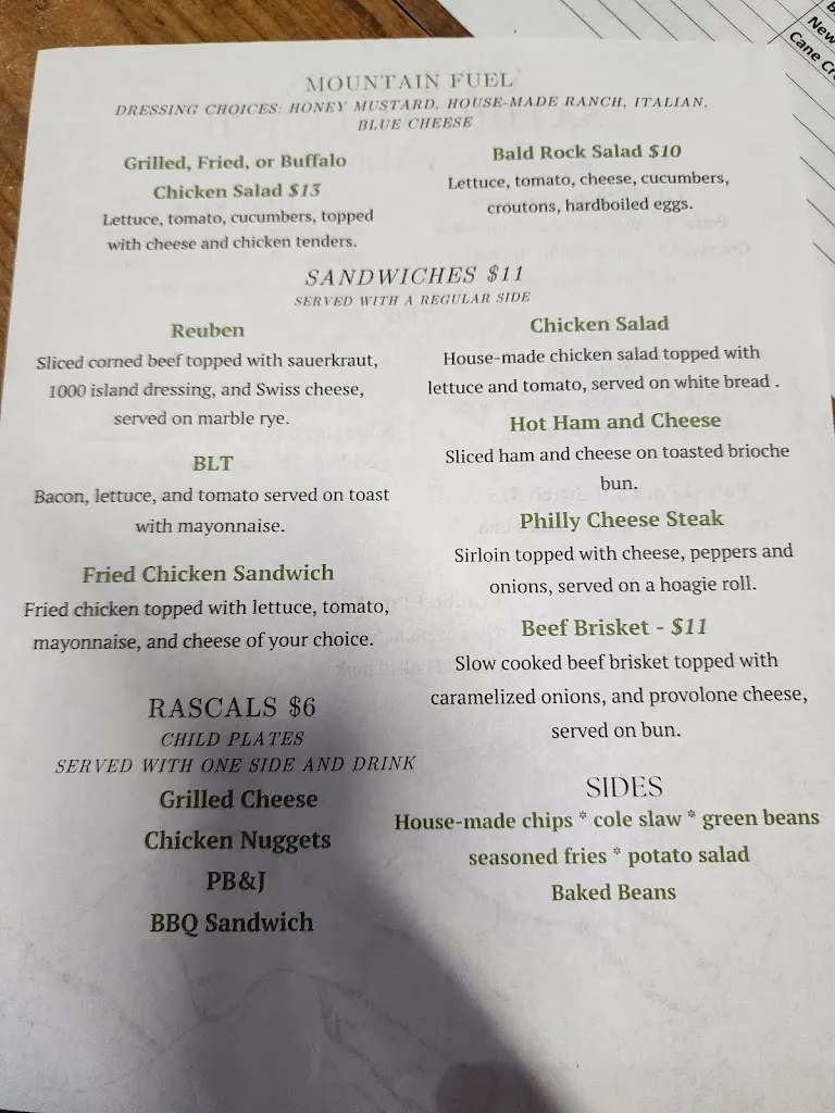 Menu_Aunt Sue's Country Corner_Pickens, SC_image_old_3