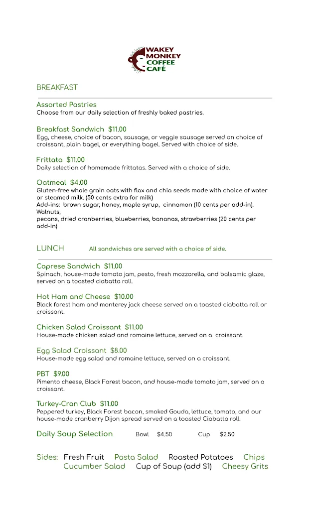 Menu_Wakey Monkey Saluda_Saluda, NC_image_old_1