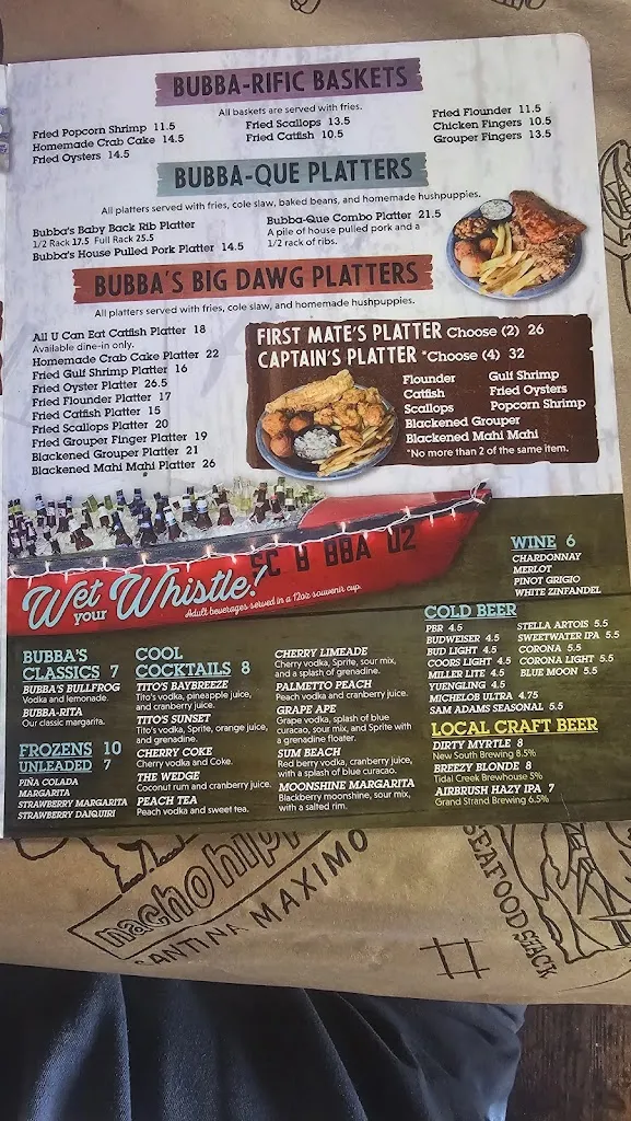 Menu_Bubba's Fish Shack_Surfside Beach, SC_image_old_3