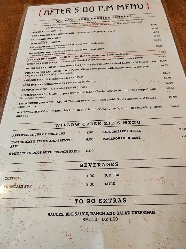 Menu_Willow Creek Steakhouse_Highmore, SD_image_old_3