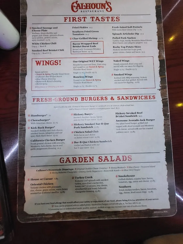 Menu_Calhoun's_Oak Ridge, TN_image_old_1