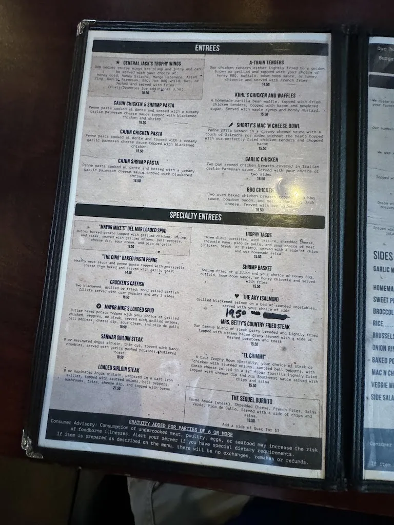 Menu_Tony's Trophy Room_Collierville, TN_image_old_2
