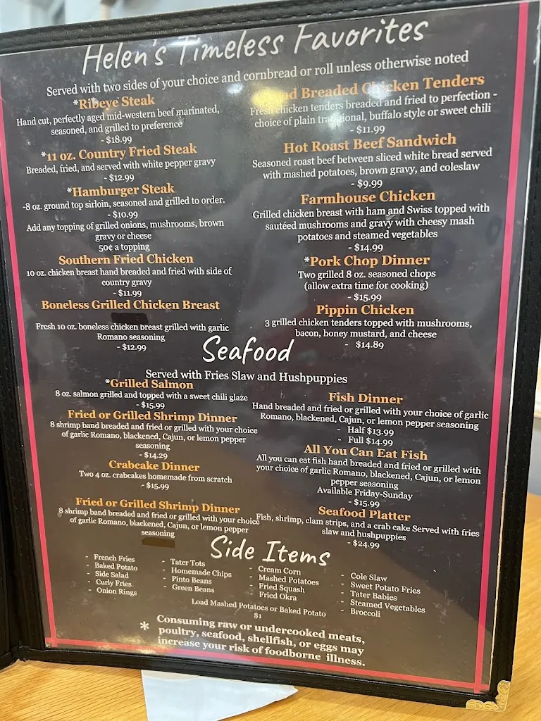 Menu_Helens Restaurant_Gainesboro, TN_image_old_1