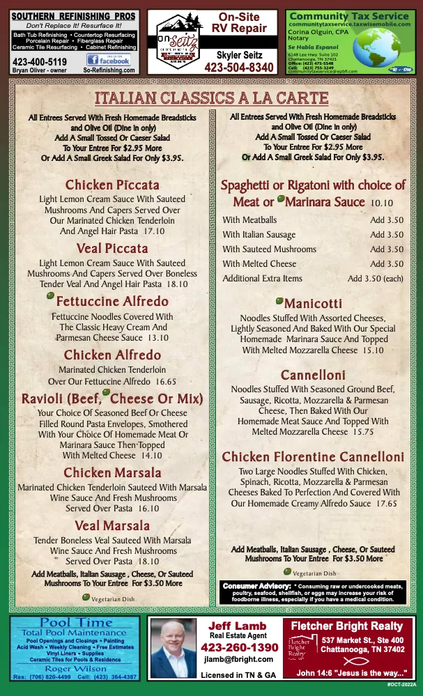 Menu_Portofino's Greek and Italian Restaurant_Chattanooga, TN_image_old_3
