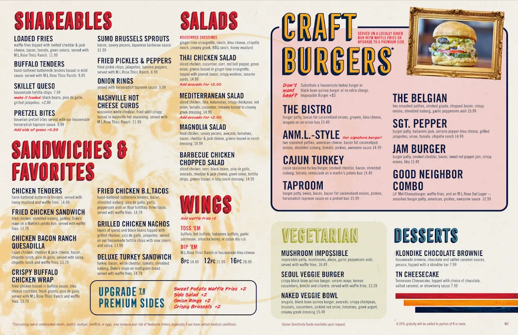 Menu_M.L.Rose Neighborhood Pub - Providence_Mt. Juliet, TN_image_old_1