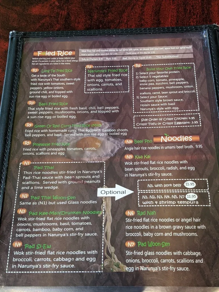 Menu_Narunya's_Belton, TX_image_old_2
