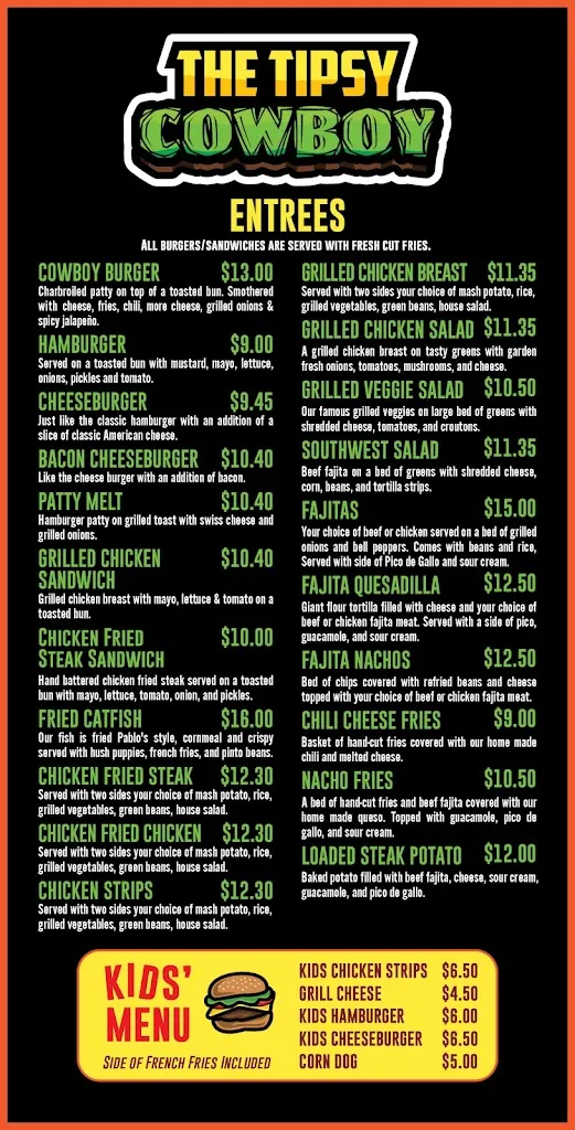Menu_Tipsy Cowboy_Belton, TX_image_old_2