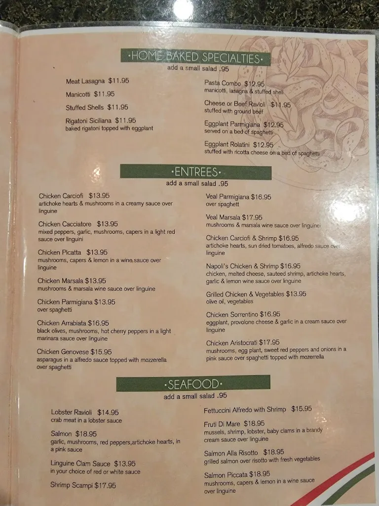 Menu_Napoli's Italian Bistro_Belton, TX_image_old_2