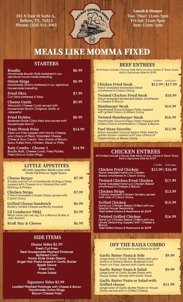 Menu_Railway Express Diner_Belton, TX_image_old_3
