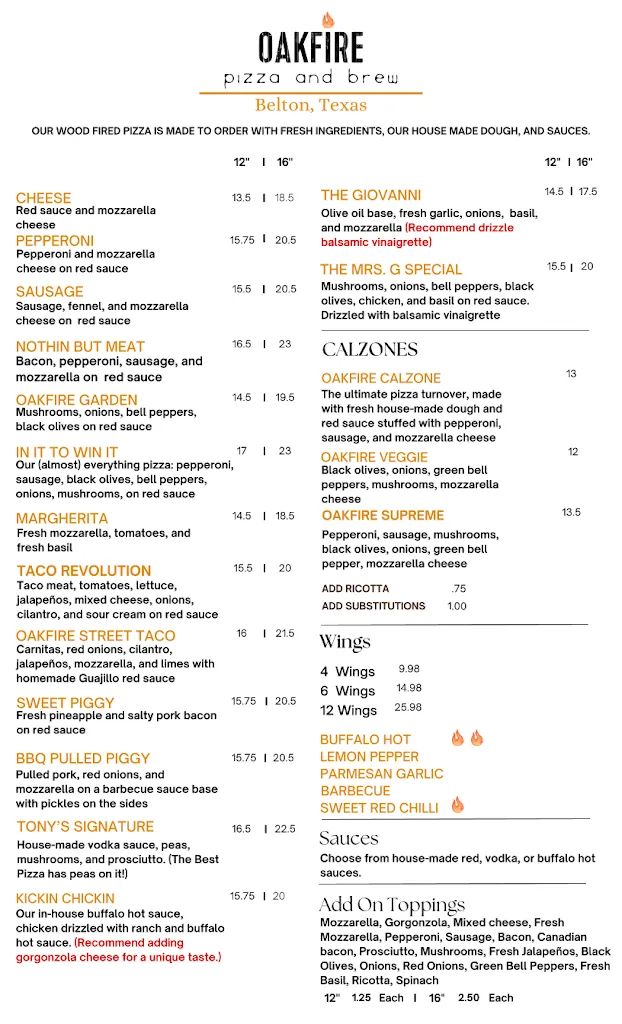 Menu_Oakfire Pizza and Brewing_Belton, TX_image_old_1