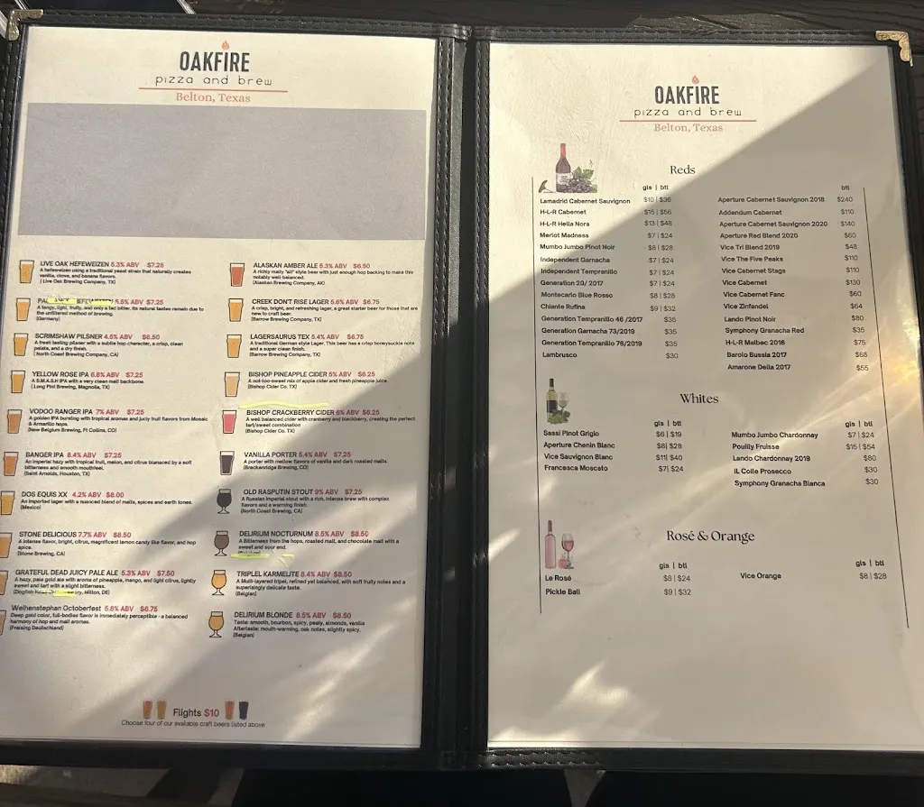 Menu_Oakfire Pizza and Brewing_Belton, TX_image_old_3