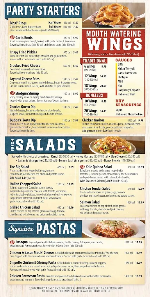 Menu_Bubba's 33_Waco, TX_image_old_1