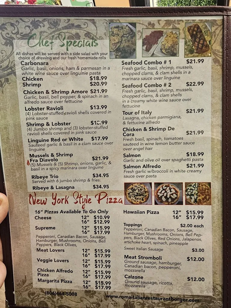 Menu_Roma Italian Restaurant_Borger, TX_image_old_1