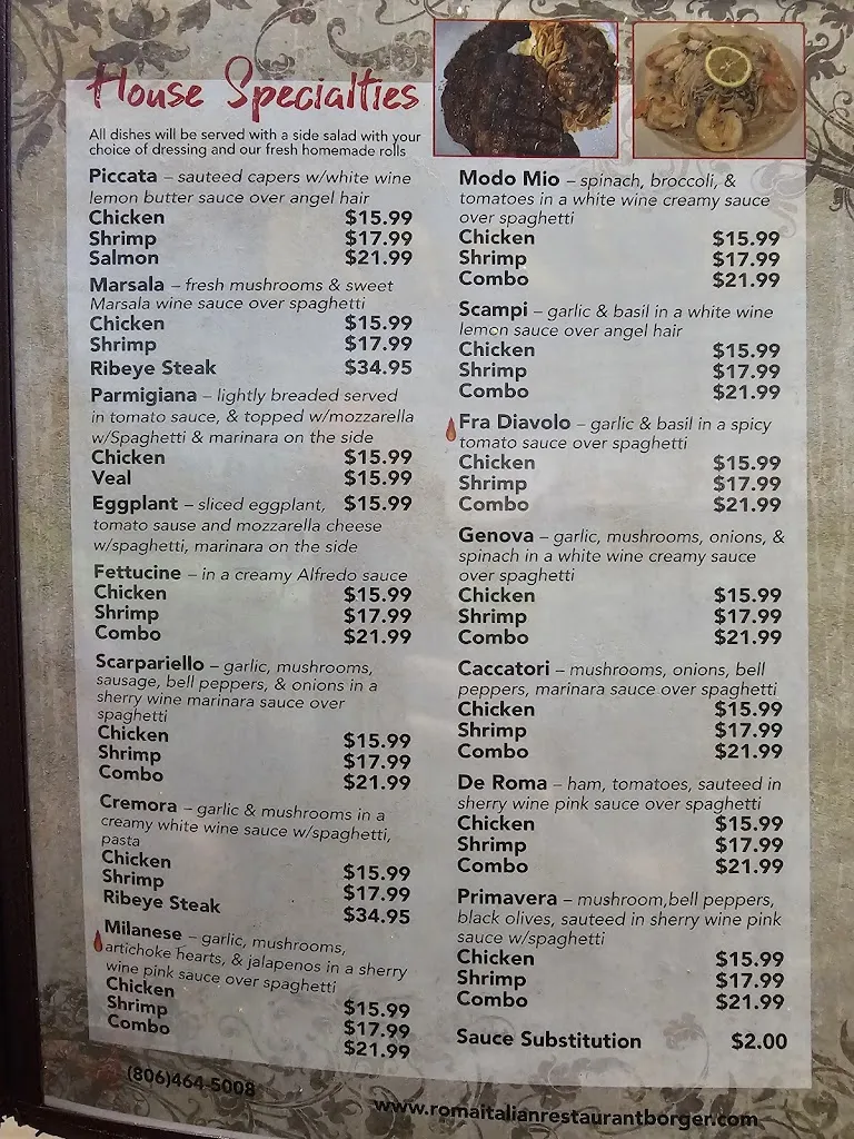 Menu_Roma Italian Restaurant_Borger, TX_image_old_2
