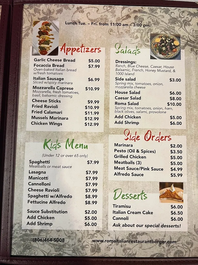Menu_Roma Italian Restaurant_Borger, TX_image_old_3