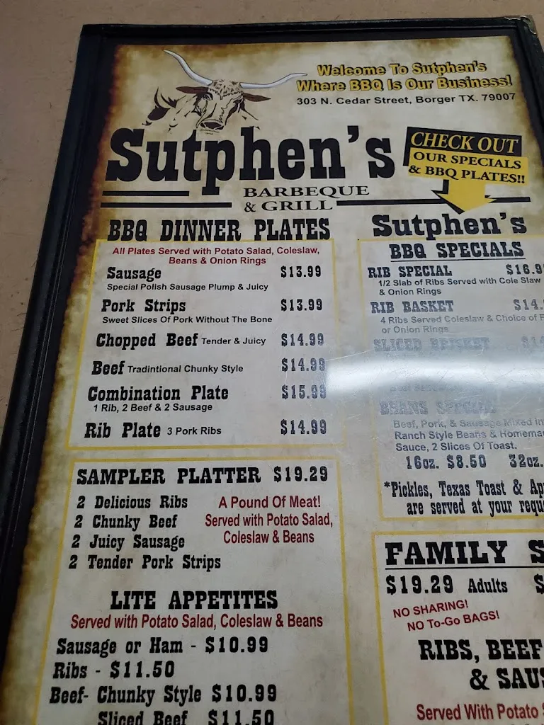 Menu_Sutphens BBQ Bar & Grill_Borger, TX_image_old_2