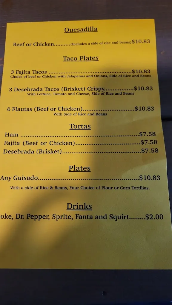 Menu_Rosa's Taqueria_Borger, TX_image_old_2