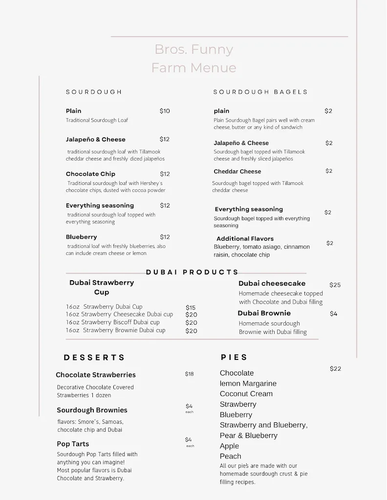 Menu_Bros. Funny Farm Diner_Borger, TX_image_old_1