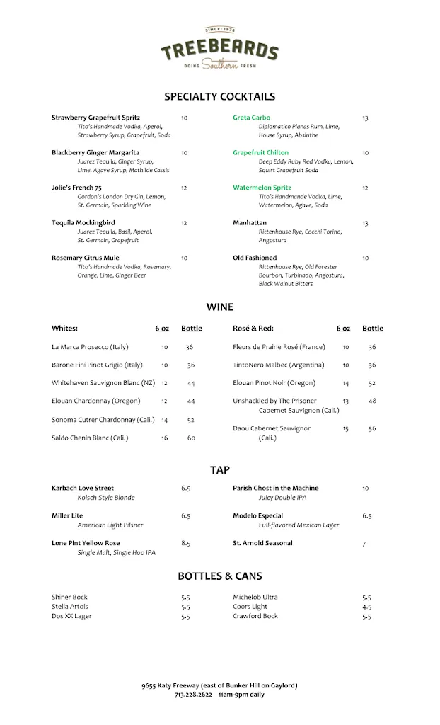 Menu_Treebeards_Houston, TX_image_old_2