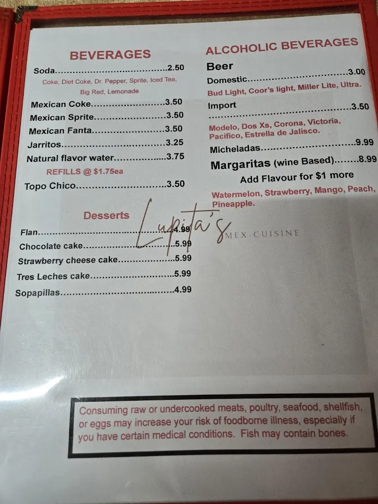Menu_Lupita’s Mex-Cuisine_Cameron, TX_image_old_2