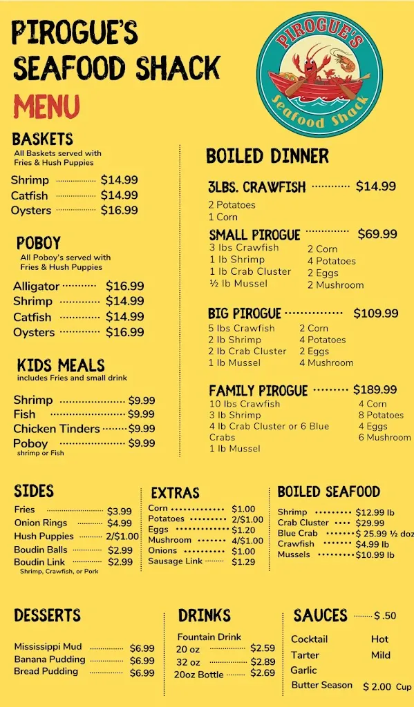 Menu_Pirogue's Seafood Shack_Baton Rouge, LA_image_old_1