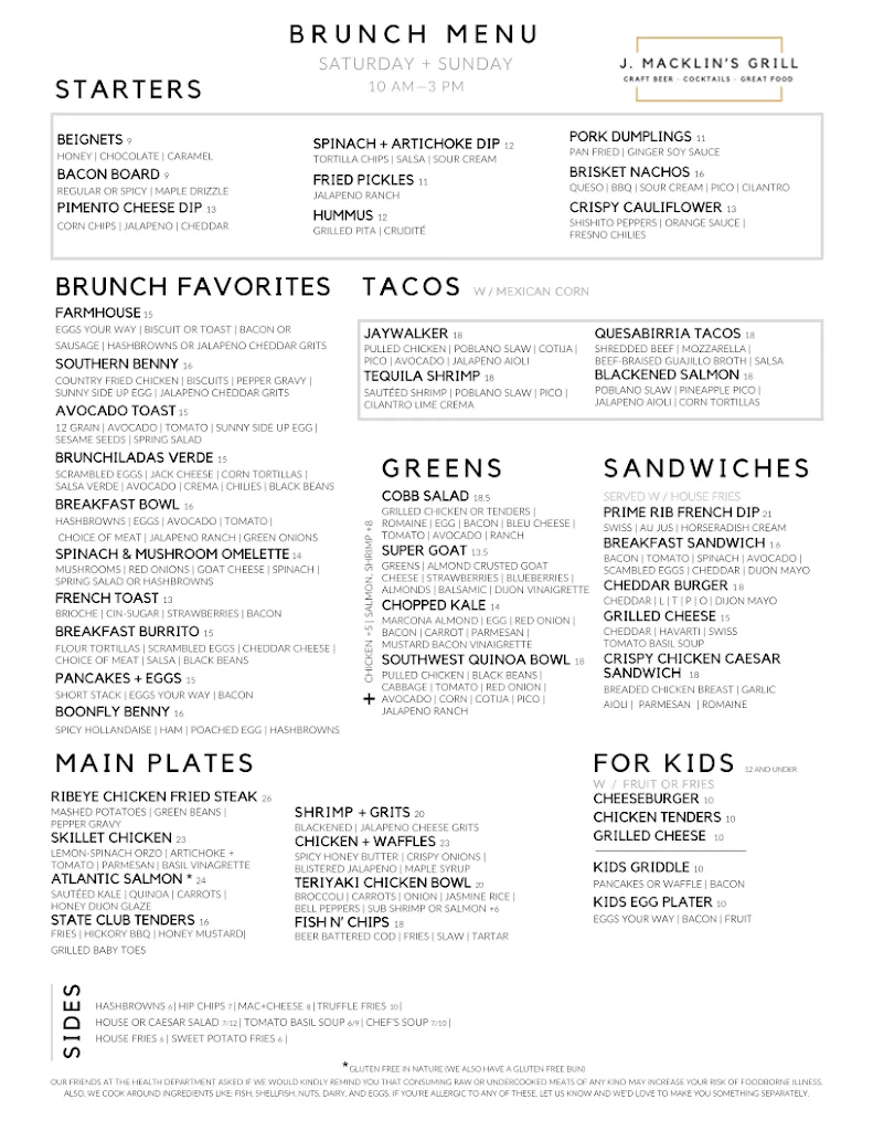Menu_J. Macklin’s Grill_Coppell, TX_image_old_2