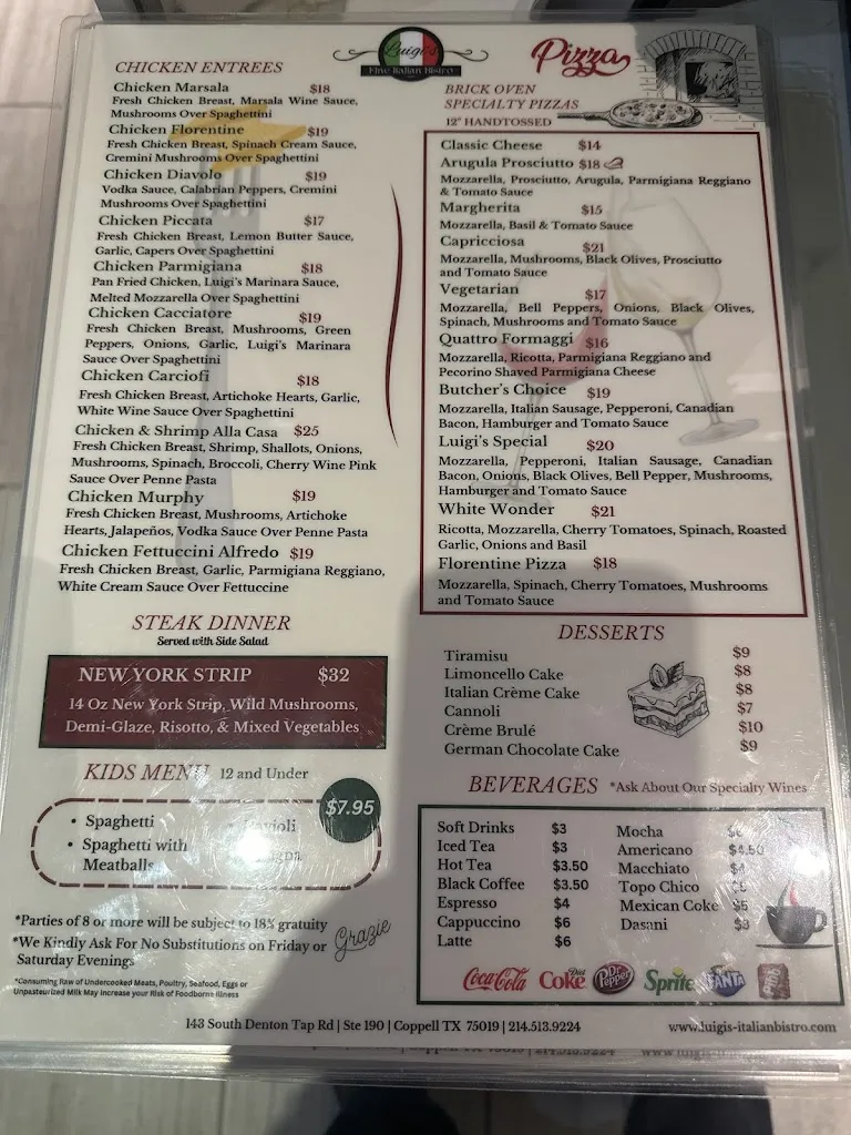Menu_Luigi's Italian Bistro_Coppell, TX_image_old_1
