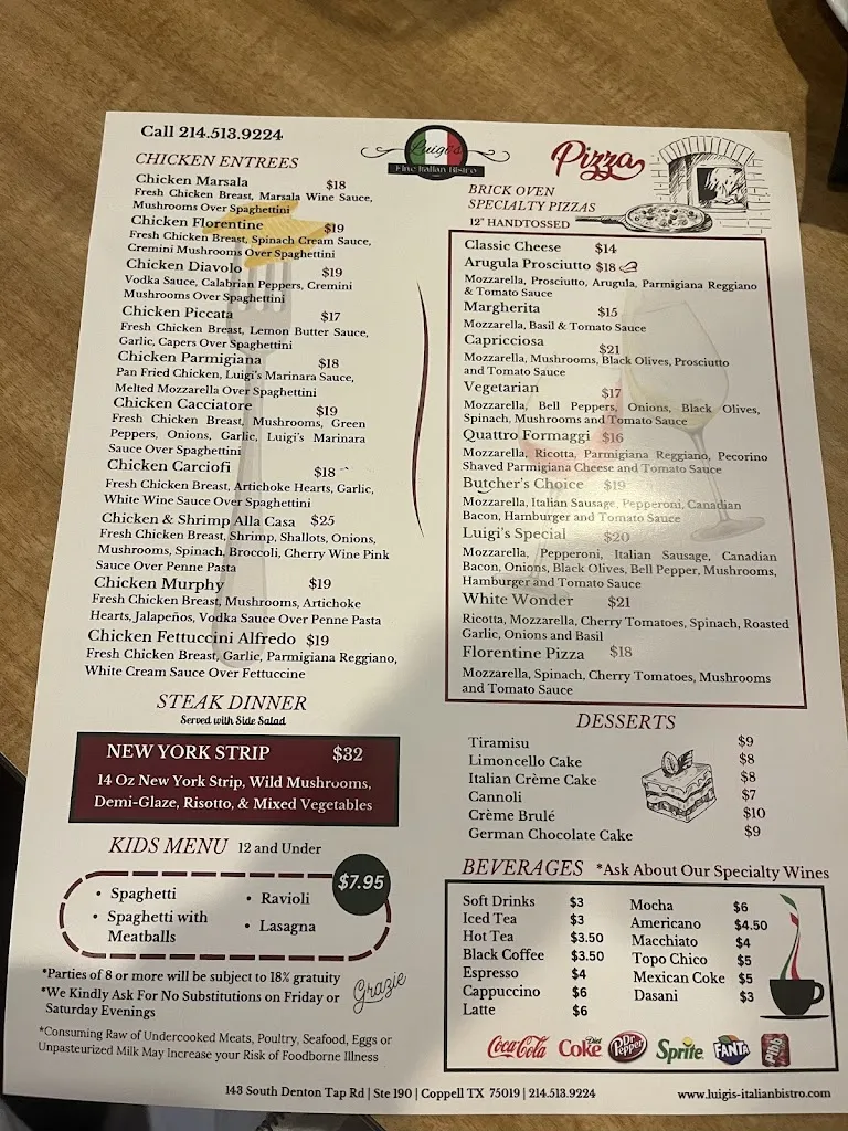 Menu_Luigi's Italian Bistro_Coppell, TX_image_old_2