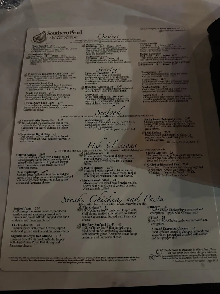 Menu_Southern Pearl Oyster House_Baton Rouge, LA_image_old_3