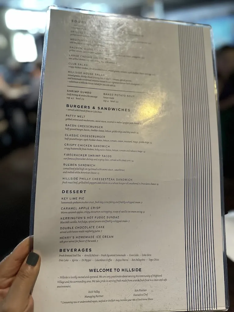 Menu_Hillside Fine Grill_Highland Village, TX_image_old_3