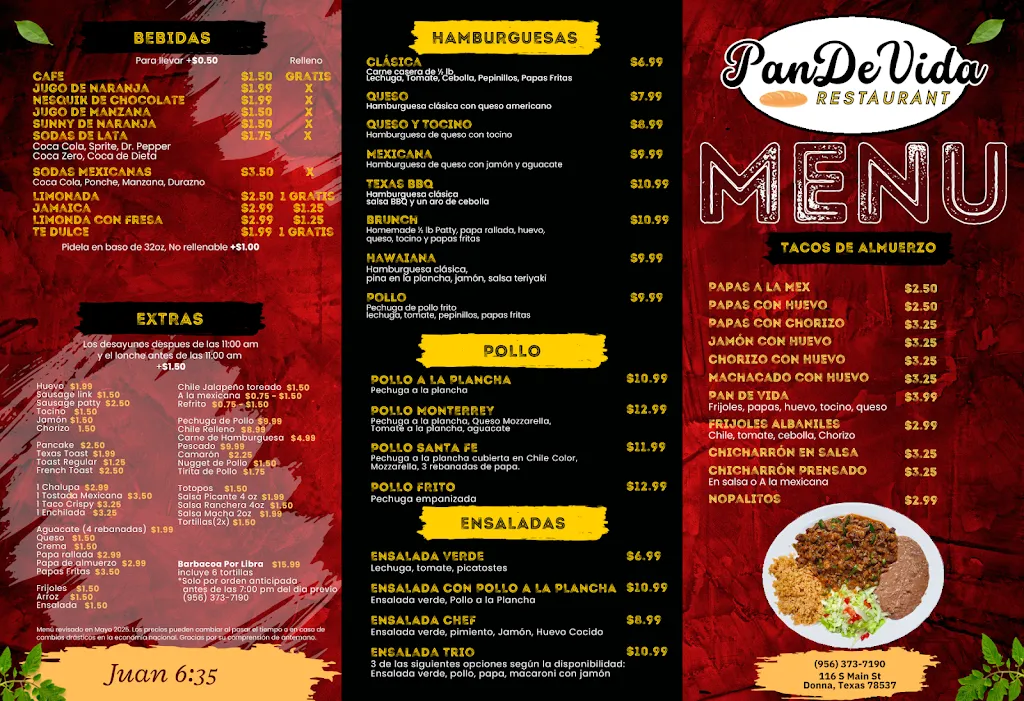 Menu_Pan De Vida Restaurant_Donna, TX_image_old_1