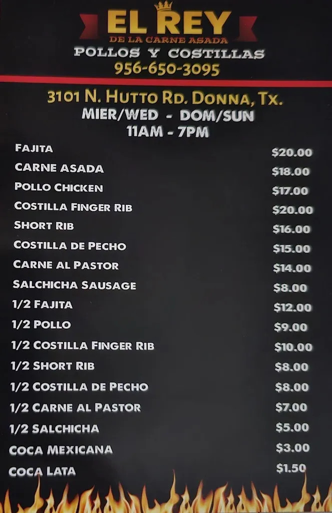 Menu_El Rey De La Carne Asada_Donna, TX_image_old_1