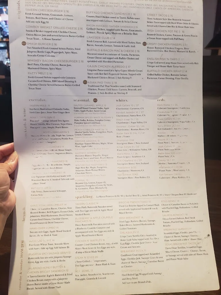 Menu_The Tavern at Lakeside_Flower Mound, TX_image_old_2