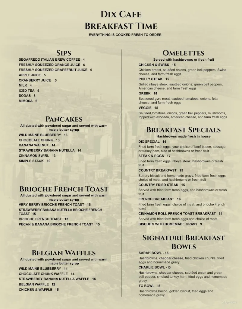 Menu_Dix Cafe_Flower Mound, TX_image_old_1
