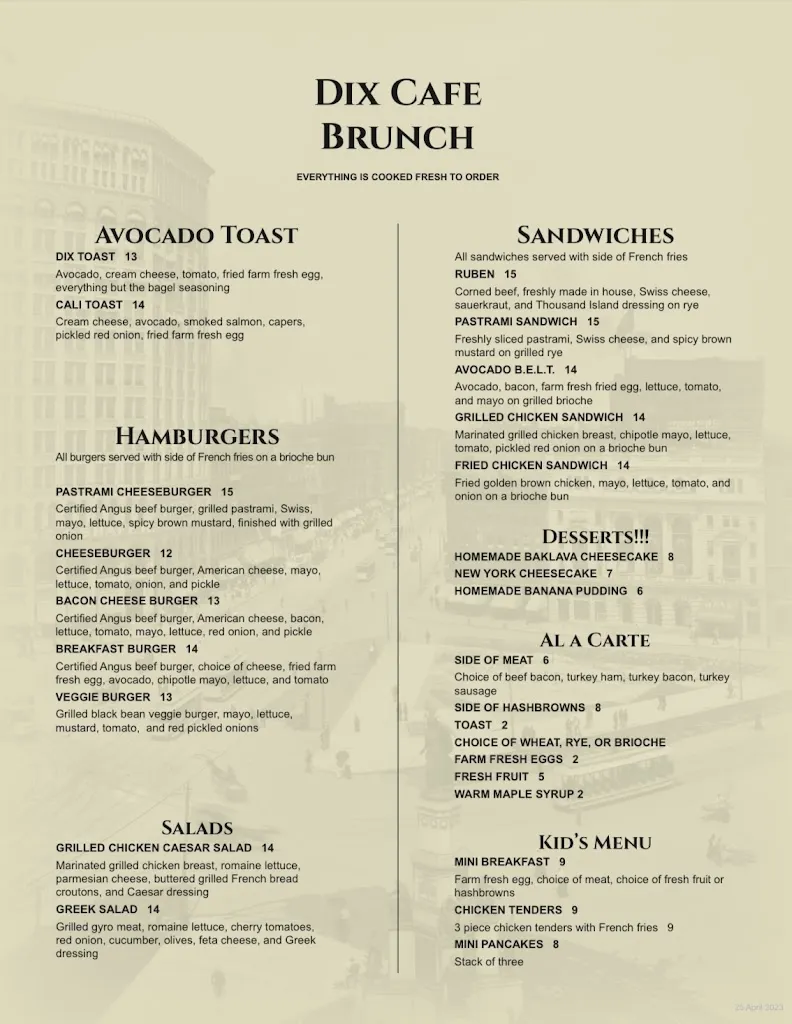 Menu_Dix Cafe_Flower Mound, TX_image_old_2