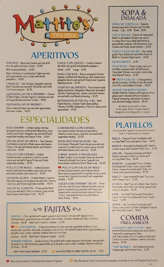 Menu_Mattito’s Tex-Mex_Flower Mound, TX_image_old_2