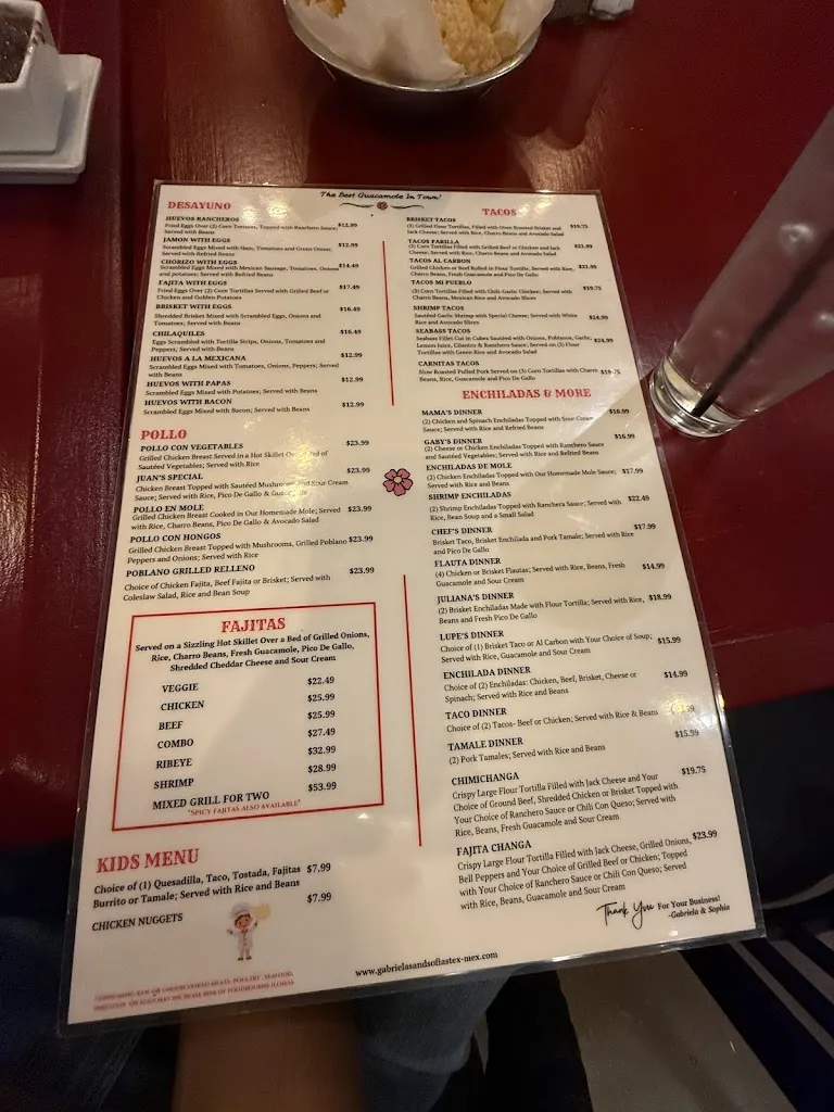 Menu_GABRIELA & SOFIAS TEXMEX_Flower Mound, TX_image_old_2