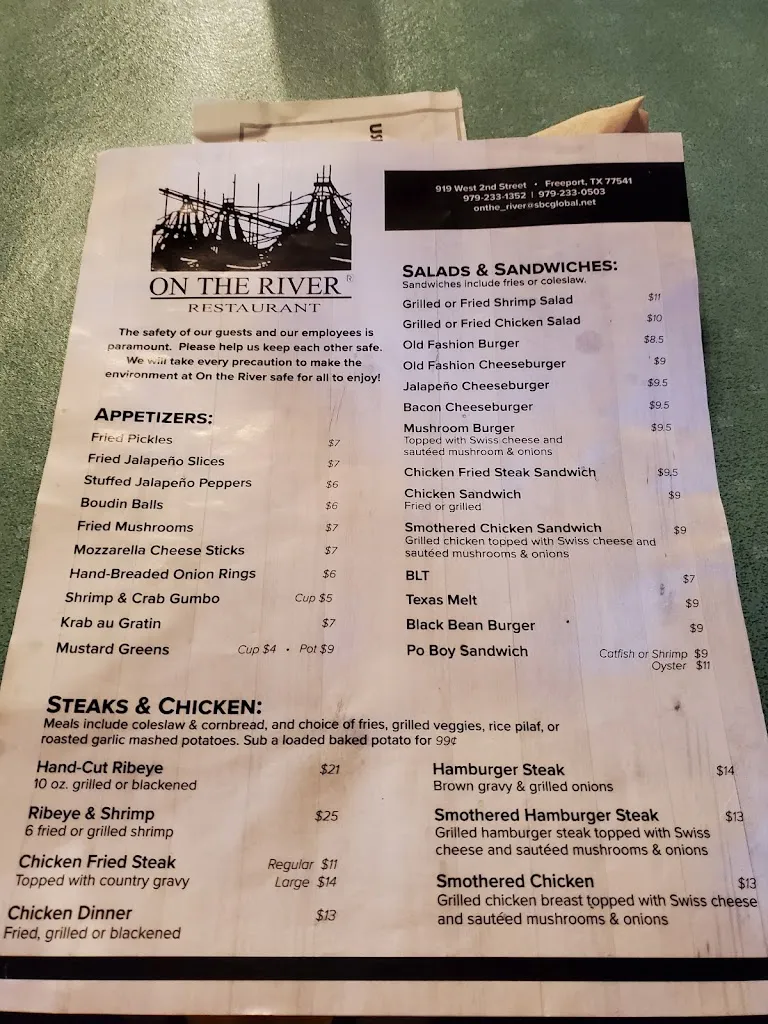 Menu_On the River Restaurant & Catering_Freeport, TX_image_old_2