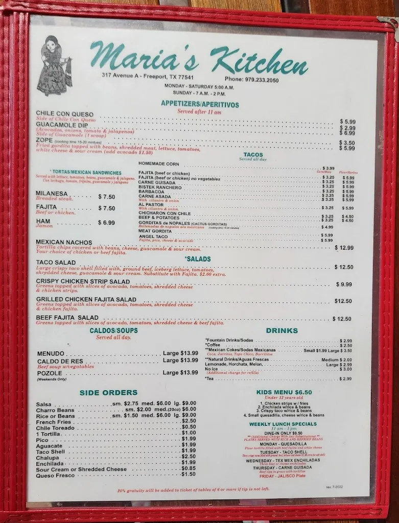 Menu_Marias Kitchen_Freeport, TX_image_old_1