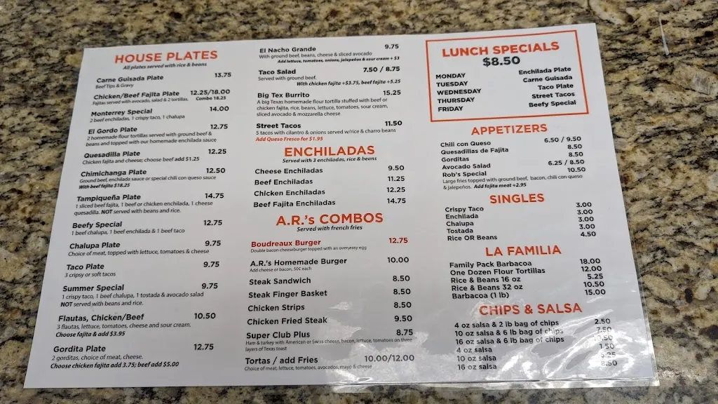 Menu_A R's Cafe_Freeport, TX_image_old_2