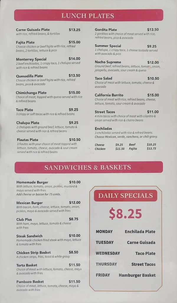 Menu_Baci’s Mexican Restaurant_Freeport, TX_image_old_2