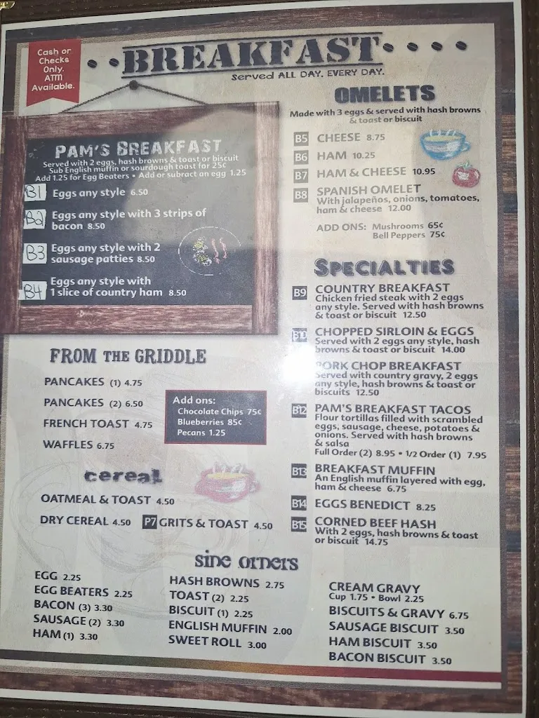 Menu_Pam's Restaurant_Granbury, TX_image_old_3