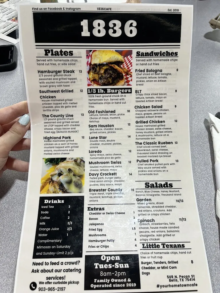 Menu_1836 Café_Bells, TX_image_old_3