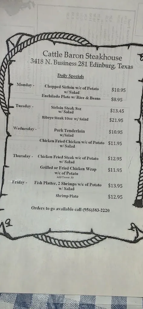 Menu_Old Cattle Baron_Edinburg, TX_image_old_1